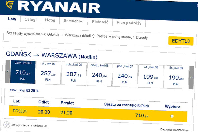 Ryanair Warszawa Modlin - Gda�sk